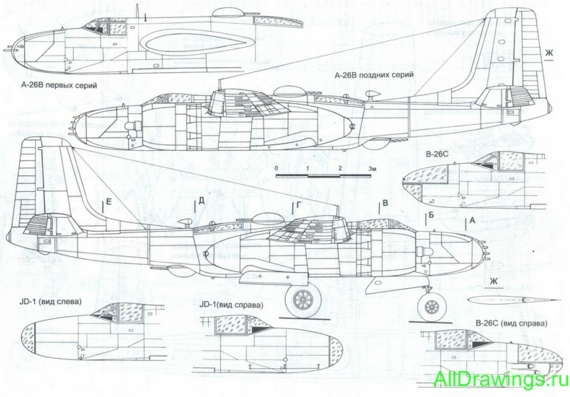Martin B-26 Marauder aircraft drawings (figures)